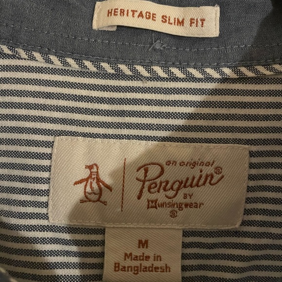 Mens Original Penguin Striped Button Down Shirt- Medium - Picture 2 of 3